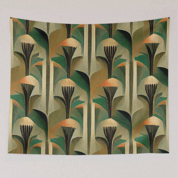 Item preview, Art Deco Exquisite Green And Golden-Apricot Pattern designed and sold by DEC02.