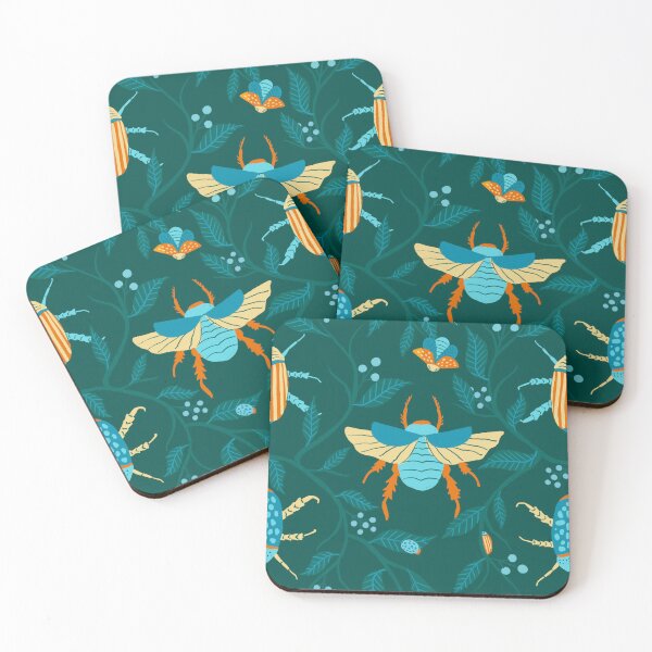Item preview, Garden Beetles - Blue designed and sold by latheandquill.