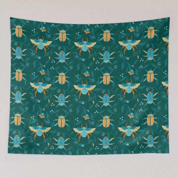 Item preview, Garden Beetles - Blue designed and sold by latheandquill.