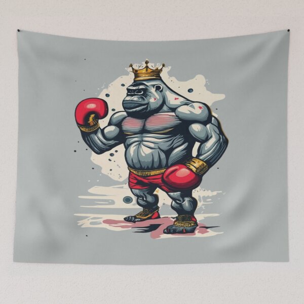 Item preview, Gorilla In Boxing Stance Wearing Red Gloves And Red Trunks and a Crown, Boxer Gorilla, Muscular Gorilla designed and sold by UrbanGraphixs.