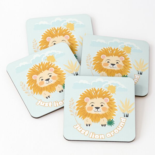 Item preview, Cute lion 'just lion around' light blue designed and sold by FocalFrenzy.