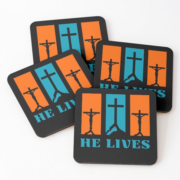 Item preview, He Lives, orange and light blue colors designed and sold by MoriaStore.