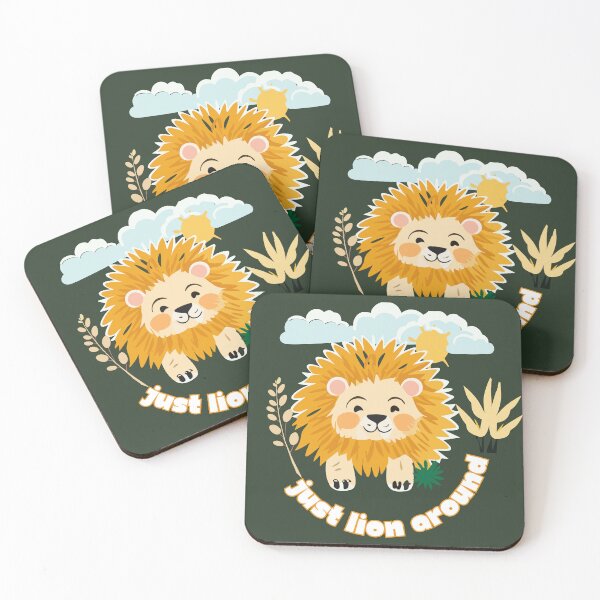 Item preview, Cute lion 'just lion around' forest green designed and sold by FocalFrenzy.