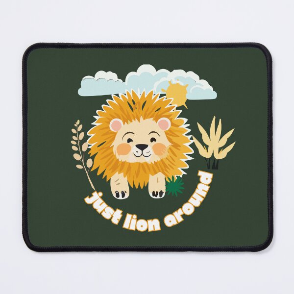 Item preview, Cute lion 'just lion around' forest green designed and sold by FocalFrenzy.