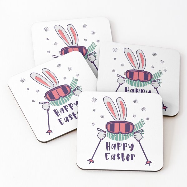 Item preview, Happy Easter from Skiing Rabbit with ski poles designed and sold by HandicraftArt.