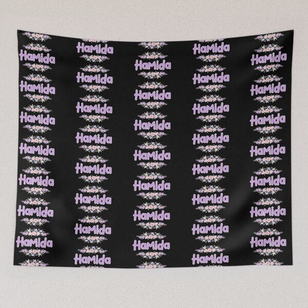 Item preview, Purple Flower Hamida Name Label (Black) designed and sold by NormadWorld.