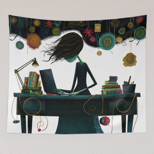 Item preview, Girl working on her digital art project designed and sold by TheWitsFoe.