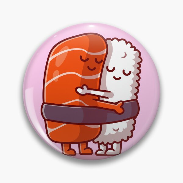 Item preview, "Savoring Love: Cute Salmon Sushi Couple Embrace" designed and sold by hjian8219.
