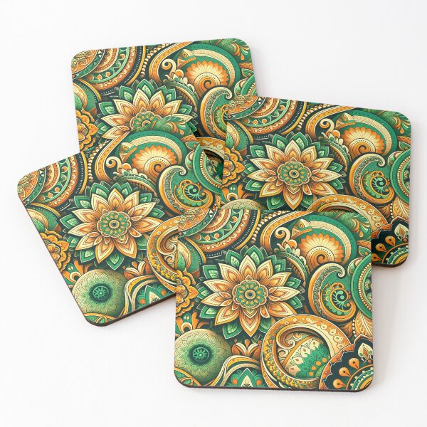 Item preview, Green-hued Indian paisley designed and sold by saqui-com.