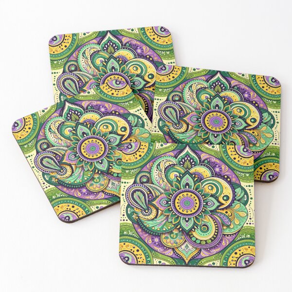 Item preview, Green-hued Indian paisley designed and sold by saqui-com.