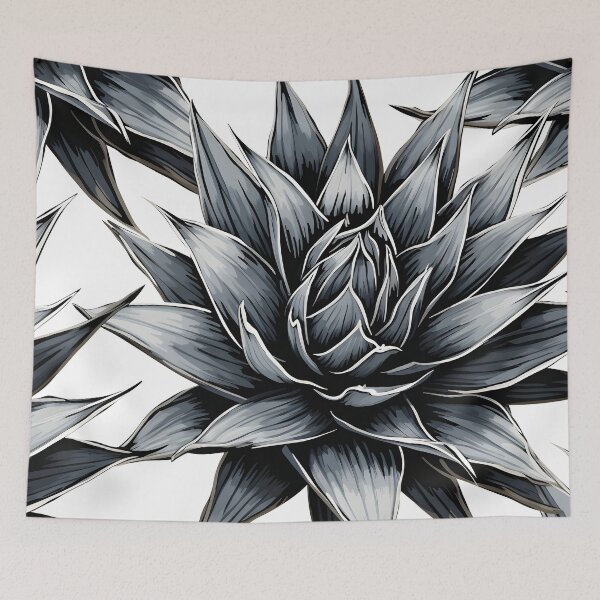 Item preview, Black and white Agave plant print designed and sold by dcrc.