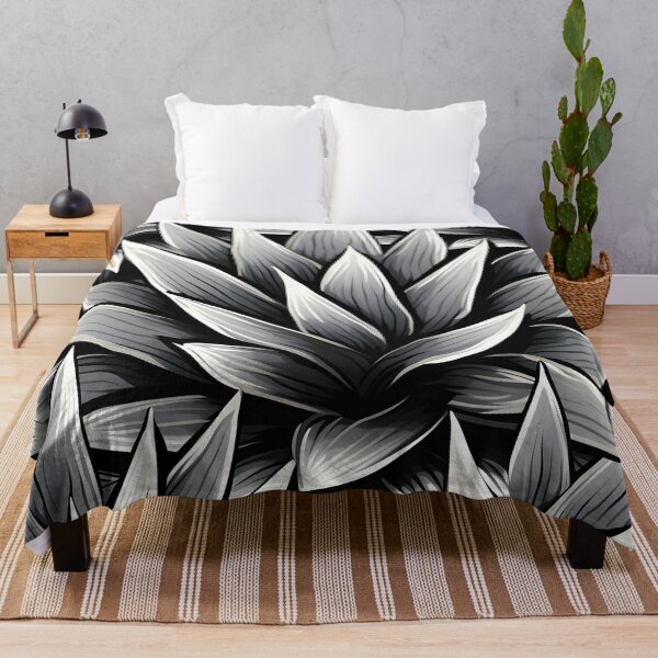 Item preview, black and white agave plant print designed and sold by dcrc.