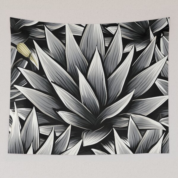Item preview, black and white agave plant print designed and sold by dcrc.
