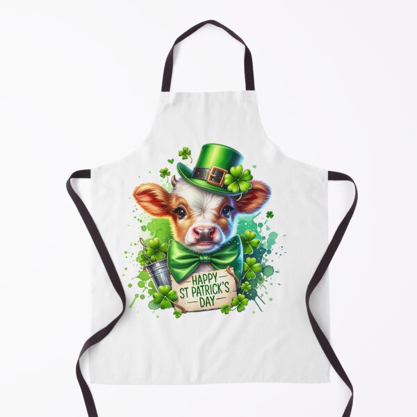 Item preview, St Patrick's Day Cute Brahman Cow with Bow, Hat and Clovers designed and sold by CraftyAnimal.