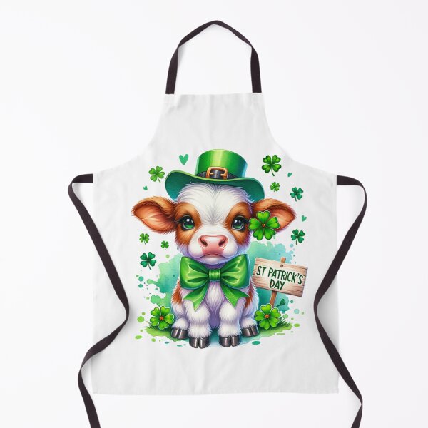 Item preview, St Patrick's Day Cute Brahman Cow with Bow, Hat and Clovers designed and sold by CraftyAnimal.
