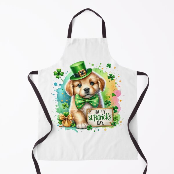Item preview, Cute St Patrick's Day Puppy wearing a Hat and a Green Bow designed and sold by CraftyAnimal.