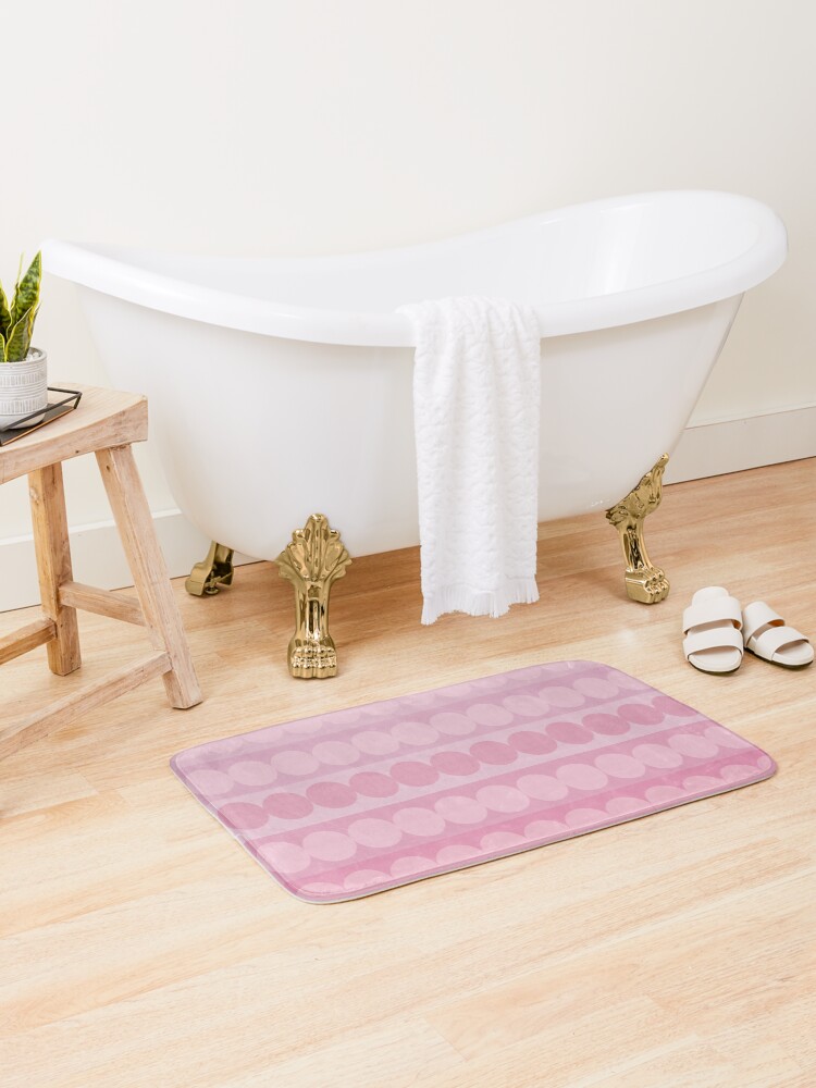 Thumbnail 1 of 6, Bath Mat, Geometric Pattern Pink Circles designed and sold by CarlaBaremb.