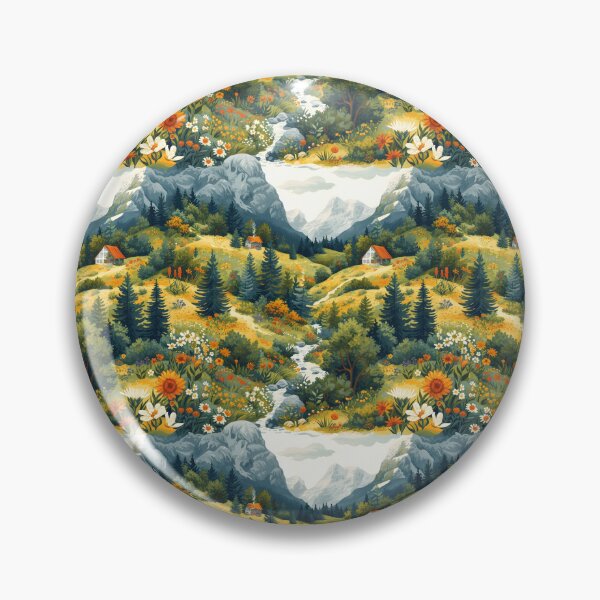 Item preview, Alpine Meadow Bliss: Colorful Mountain Valley Illustration designed and sold by VoyteksDesigns.