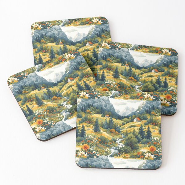 Item preview, Alpine Meadow Bliss: Colorful Mountain Valley Illustration designed and sold by VoyteksDesigns.