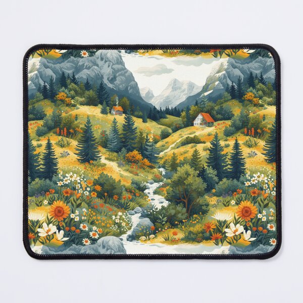 Item preview, Alpine Meadow Bliss: Colorful Mountain Valley Illustration designed and sold by VoyteksDesigns.