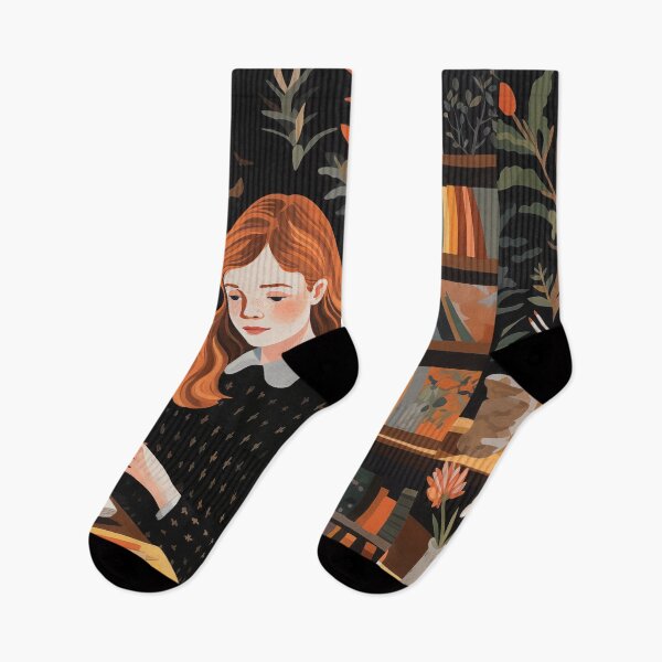 Item preview, A girl in the library  designed and sold by WarmHeartedArt.