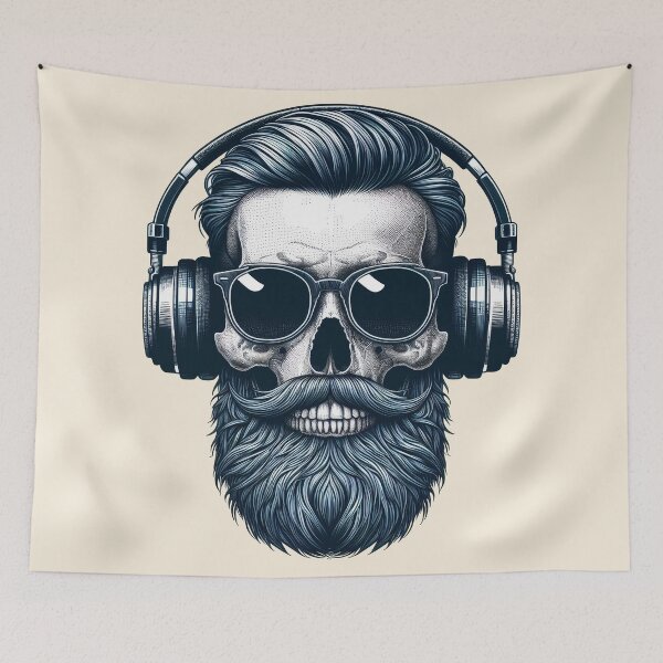 Item preview, Skull wearing Headphones #2 designed and sold by elektronen.