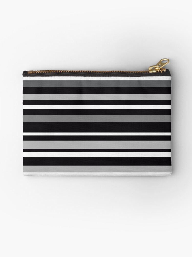 Thumbnail 1 of 4, Zipper Pouch, Black and White Stripes Pattern designed and sold by CarlaBaremb.