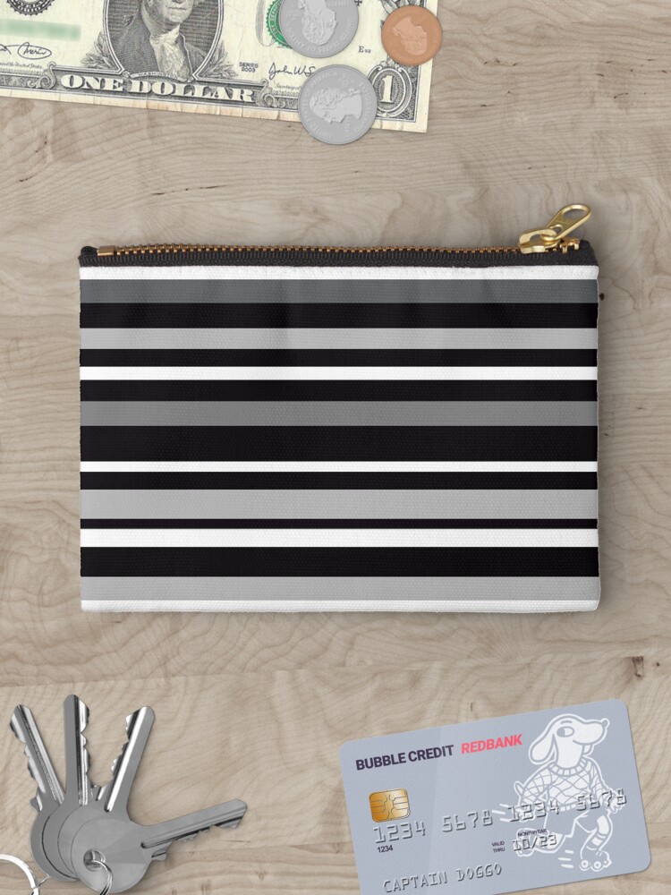 Thumbnail 3 of 4, Zipper Pouch, Black and White Stripes Pattern designed and sold by CarlaBaremb.