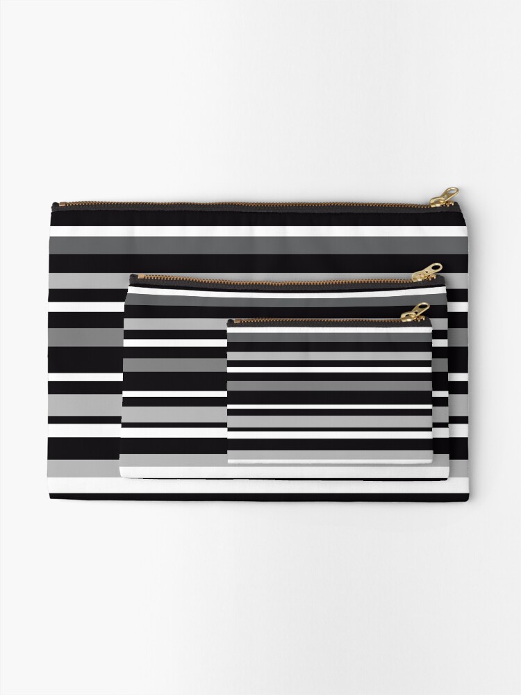Thumbnail 2 of 4, Zipper Pouch, Black and White Stripes Pattern designed and sold by CarlaBaremb.
