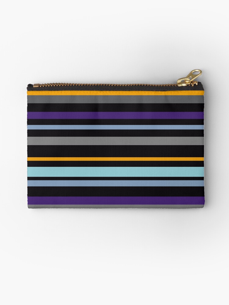 Thumbnail 1 of 4, Zipper Pouch, Playful Stripes Purple Orange and Cyan Pattern designed and sold by CarlaBaremb.