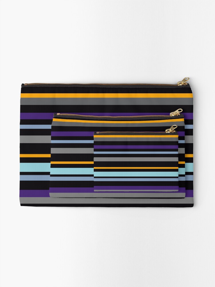 Thumbnail 2 of 4, Zipper Pouch, Playful Stripes Purple Orange and Cyan Pattern designed and sold by CarlaBaremb.