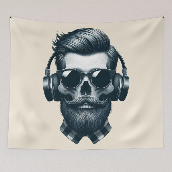 Item preview, Skull wearing Headphones #3 designed and sold by elektronen.