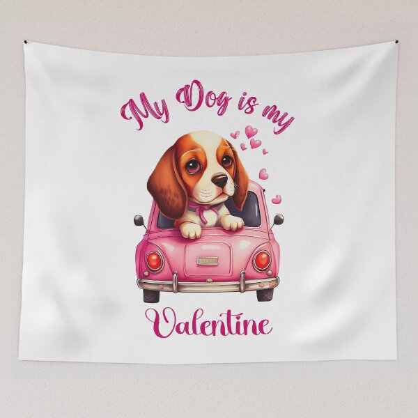 Item preview, Cute girl  Dog  in a  car  valentine mode Love on white-Valentine 35 designed and sold by mndesignworx.