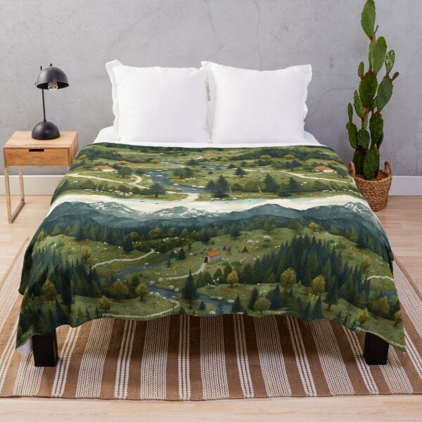 Item preview, Majestic Mountain Valley Landscape Illustration designed and sold by VoyteksDesigns.
