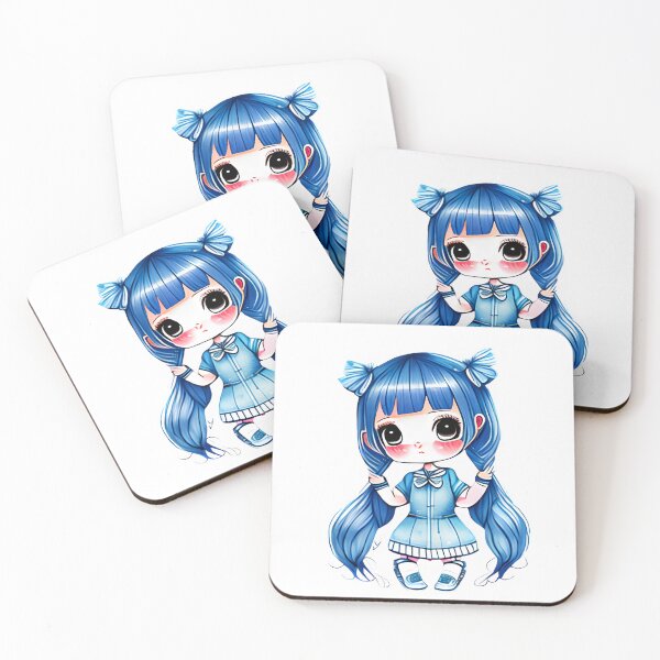 Artikelvorschau, Errötendes blaues Kawaii Chibi-Mädchen entworfen und verkauft von KokoroCreations.