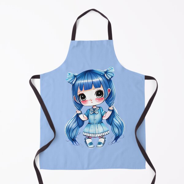 Aperçu de l'œuvre Fille Chibi Kawaii Bleu Rougissant créée et vendue par KokoroCreations.