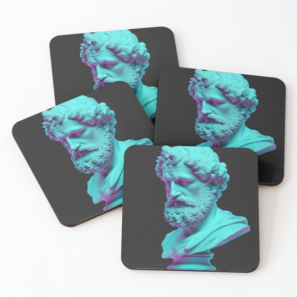 Aperçu de l'œuvre Statue d'Aristote vaporwave créée et vendue par CustomPrintHub.