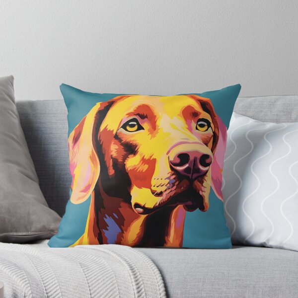Item preview, Vizsla dog portraits drawing. animal colorful. Animal throw pillow.  designed and sold by formform.