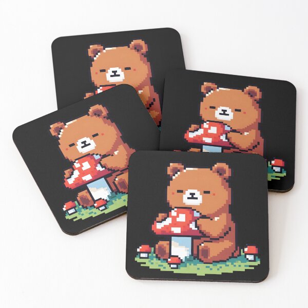 Item preview, Rizzly bear with mushroom pixel designed and sold by MTRBSK11.