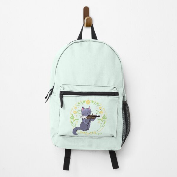 Item preview, Cute Grey Cat Playing the Violin with Sweet Floral Tones designed and sold by EclipseThreads.