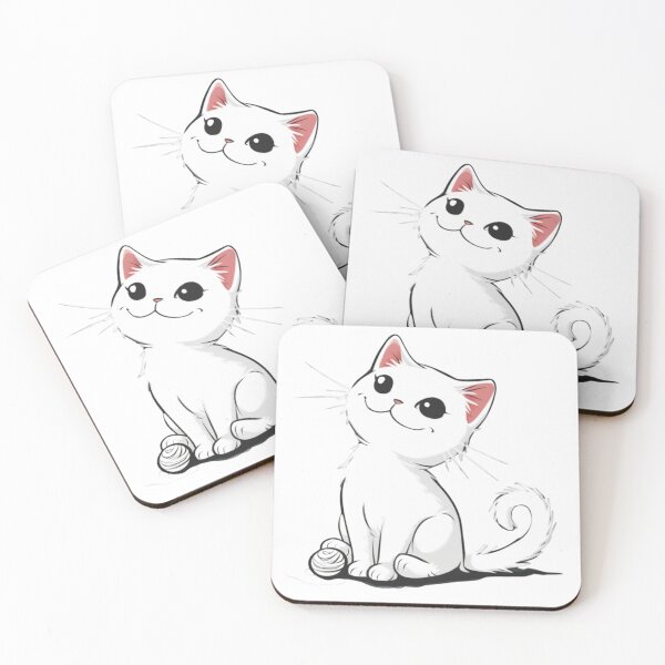 Item preview, cartoon cute white cat designed and sold by Fernnieskillup.