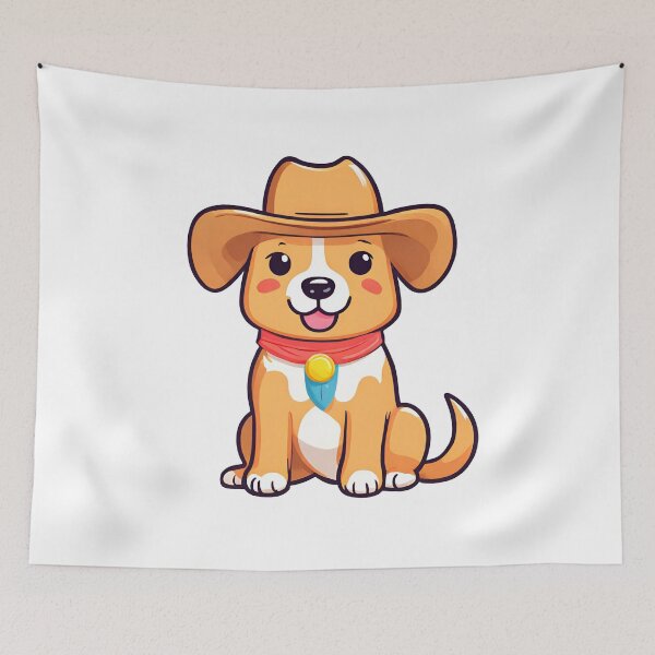 Item preview, Cowboy Dog, Cute dog wearing cowboy hat, kawaii dog designed and sold by PurpleWay.
