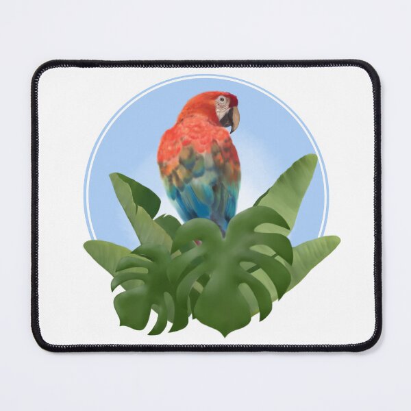 Item preview, Parrot with monstera leaves blue background designed and sold by HelgaMagpai.
