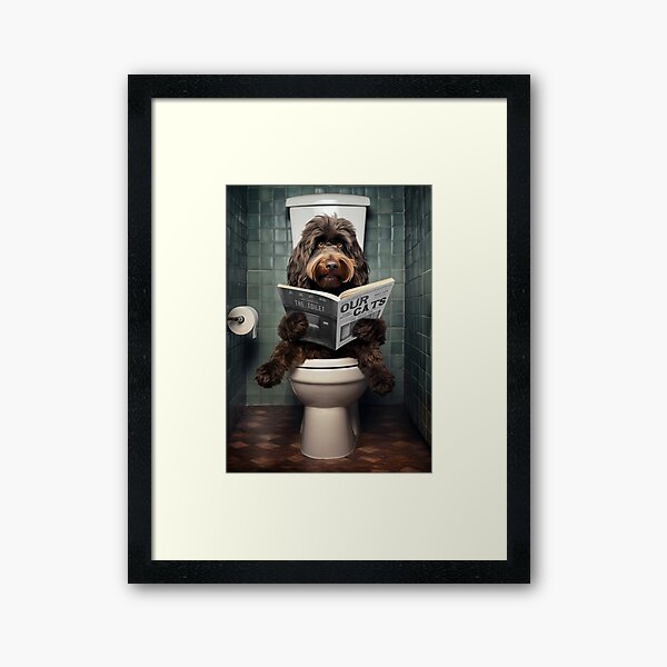 Item preview, Black Cockapoo on the Toilet Funny Dog Art designed and sold by Craig Doogan Prints.