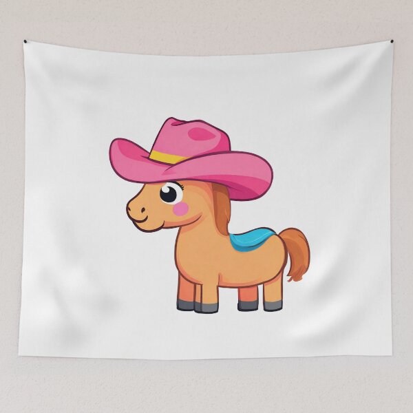 Item preview, Cute horse, Horse wearing pink hat, cute pony, kawaii horse designed and sold by PurpleWay.