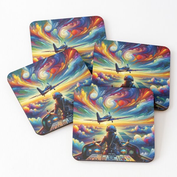 Item preview, Abstract Girl Pilot Flying Aircraft - Aviation Art and Pilot Merchandise | Abstract Painting designed and sold by NocturnalEngg.