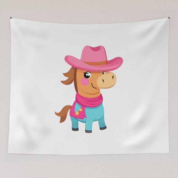 Item preview, Cute horse wearing pink cowboy hat, cute horse, kawaii horse designed and sold by PurpleWay.