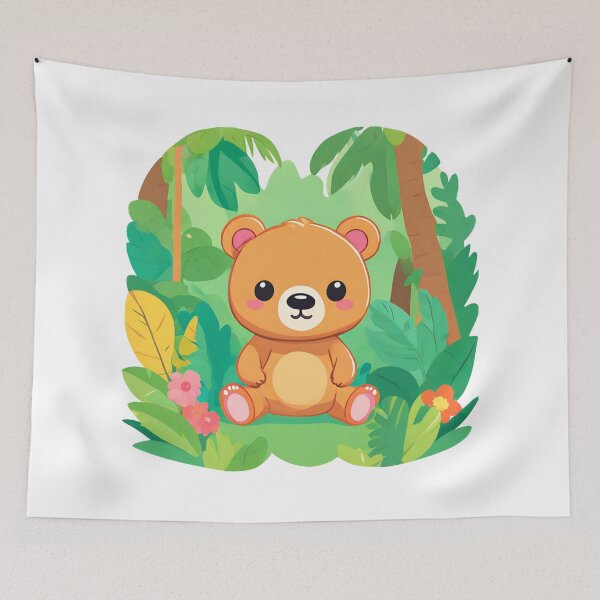 Item preview, Cute bear in a jungle, kawaii bear, jungle designed and sold by PurpleWay.