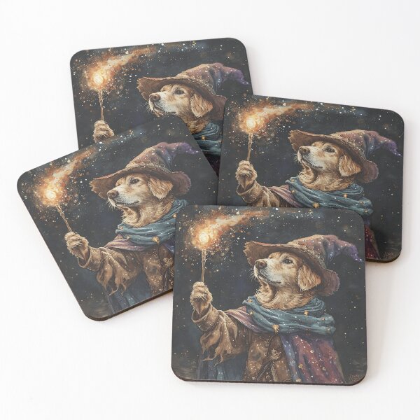 Item preview, Golden Retriever Mage practising casting magical spells designed and sold by EpicFantasy.