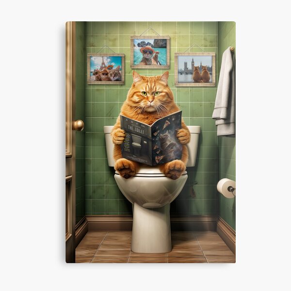 Item preview, Fat Ginger Cat on the Toilet Funny Bathroom Kitty Art designed and sold by Craig Doogan Prints.